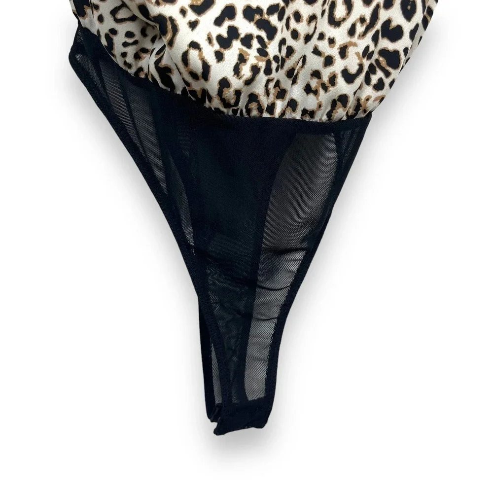 ASTR Bodysuit Womens Small Cheetah Leopard Animal Sexy Feminine Mob Wife - Picture 6 of 14